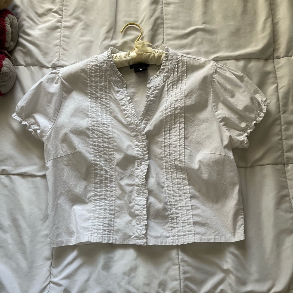 White Ruffled Women's Top
